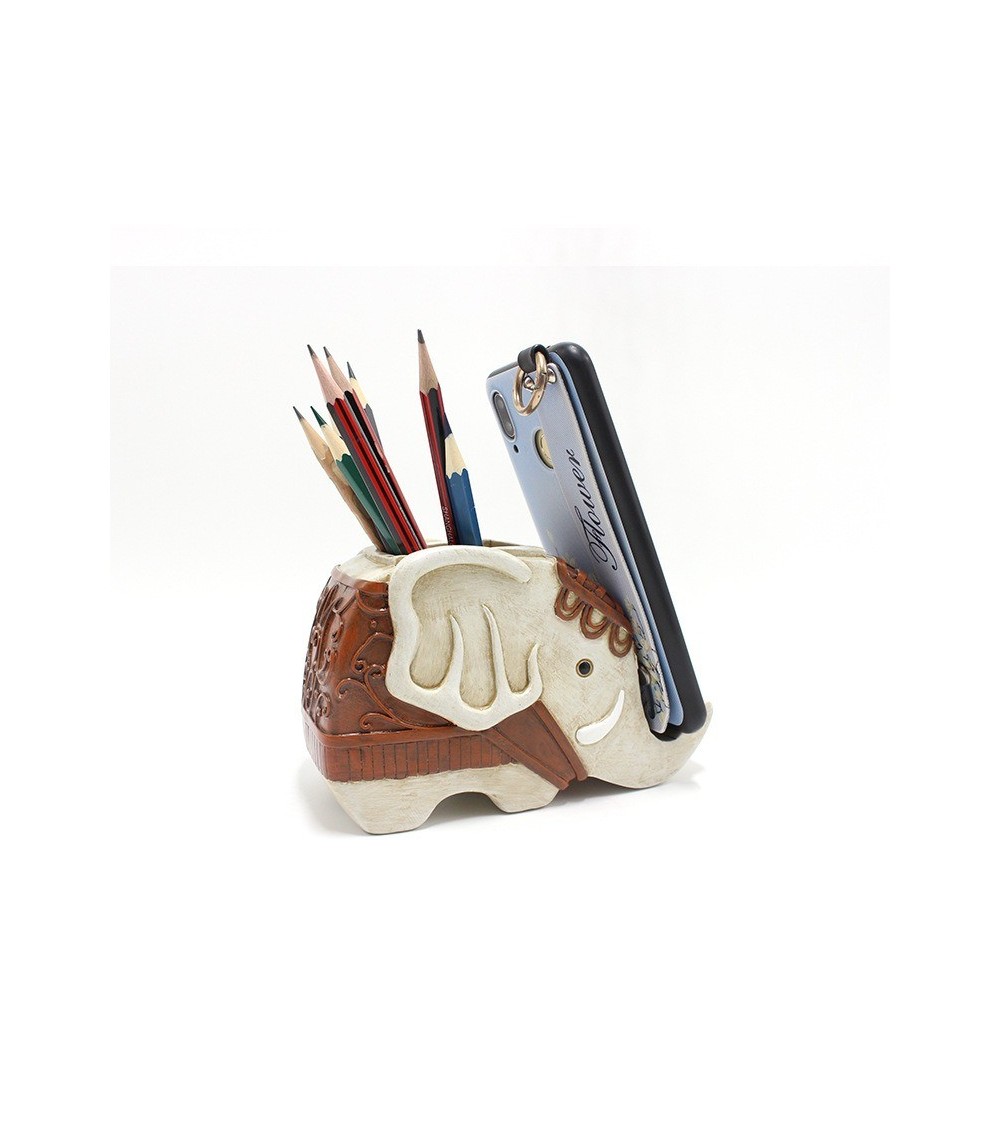 Resin Elephant Pen Holder - Creative Desktop Organizer