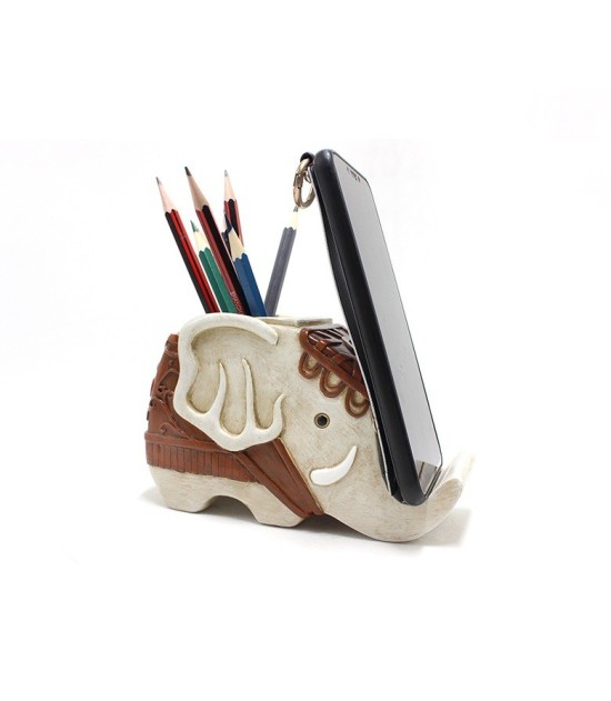 Resin Elephant Pen Holder - Creative Desktop Organizer