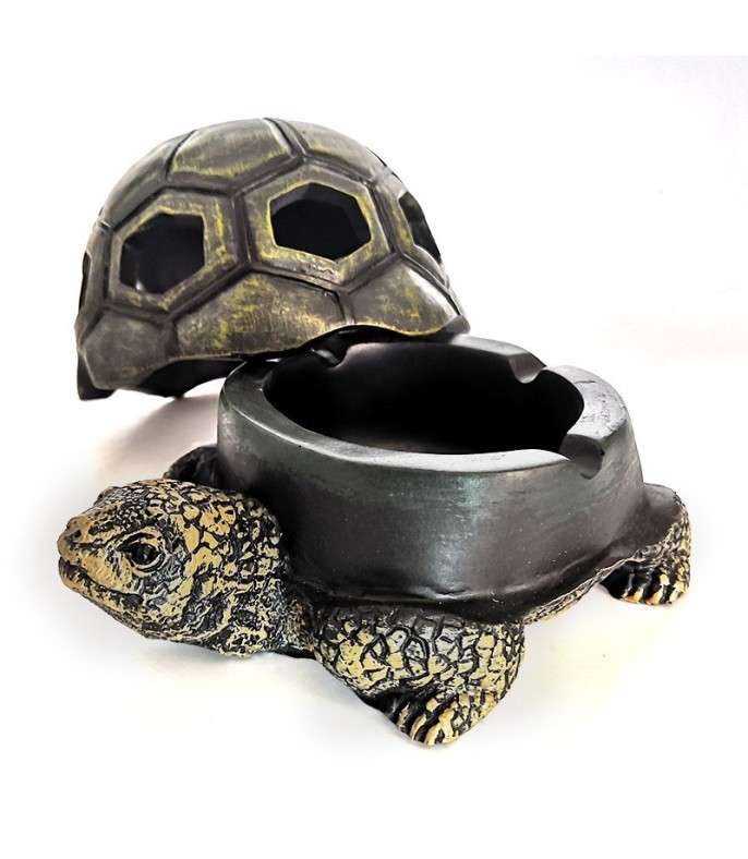 Turtle Resin Ashtray 14 × 11 × 8 cm - Decorative Tabletop Ornament For Office & Home