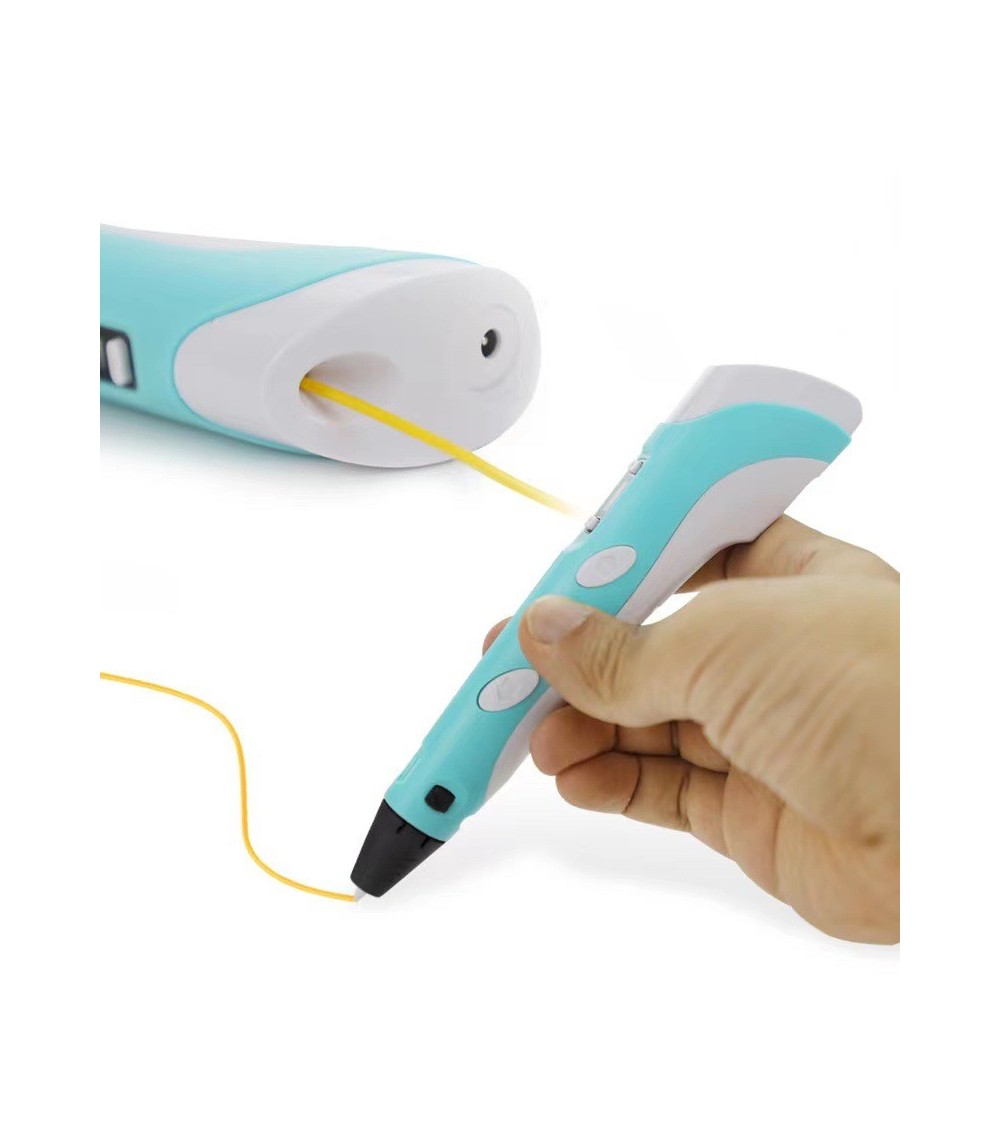 Light Blue And White 3D Printing Pen For Kids & Adults 17cm - Smart DIY Drawing Pen With Filament