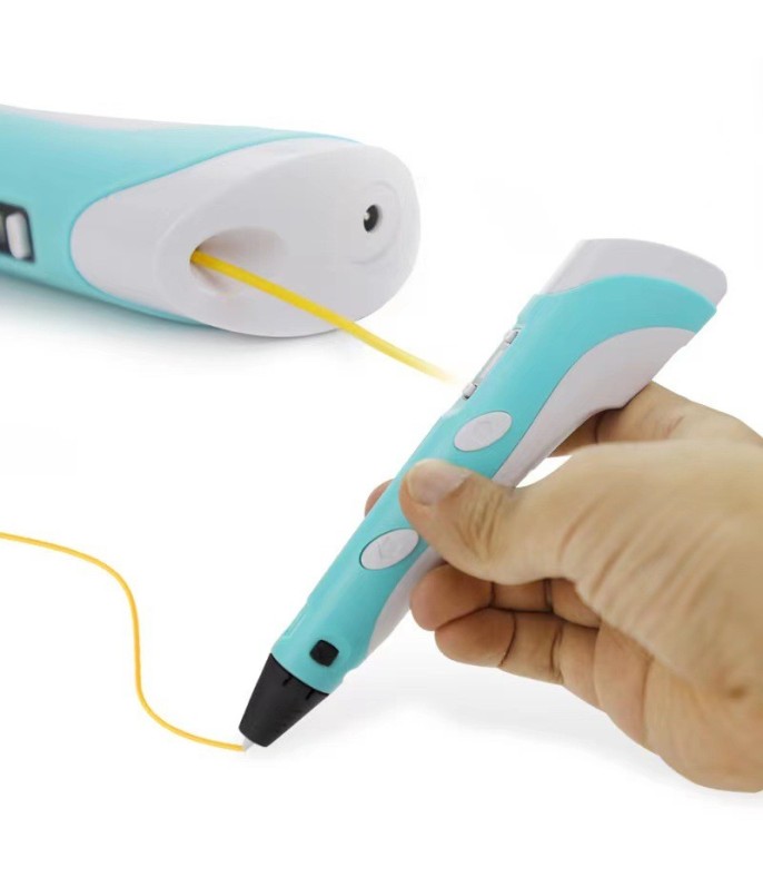 Light Blue And White 3D Printing Pen For Kids & Adults 17cm - Smart DIY Drawing Pen With Filament