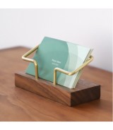 Brown Solid Walnut Wood Business Card Holder 11 × 5 cm - Elegant Desktop Card Display