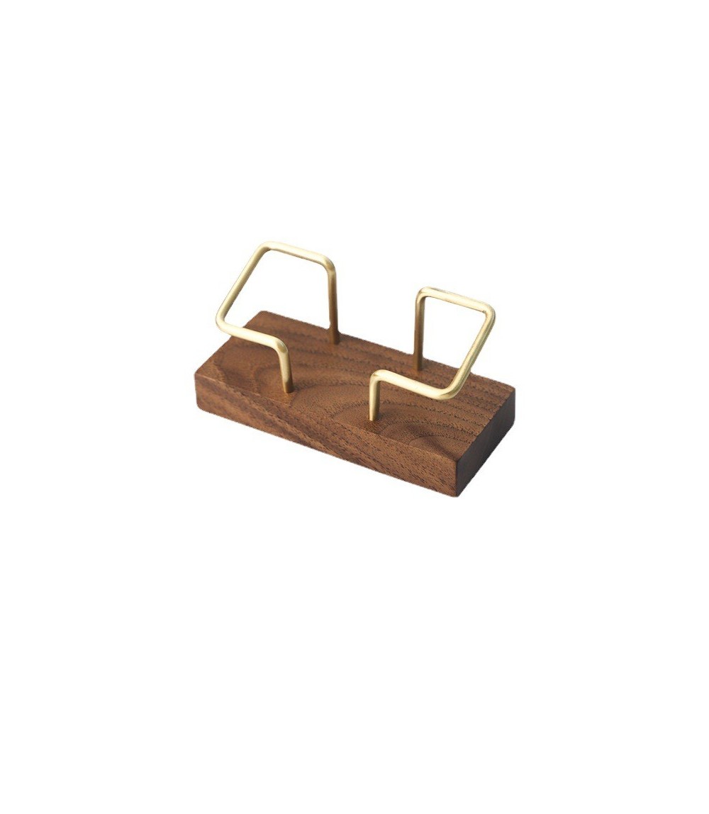 Brown Solid Walnut Wood Business Card Holder 11 × 5 cm - Elegant Desktop Card Display