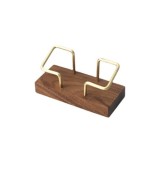 Brown Solid Walnut Wood Business Card Holder 11 × 5 cm - Elegant Desktop Card Display