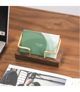 Brown Solid Walnut Wood Business Card Holder 11 × 5 cm - Elegant Desktop Card Display