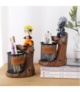 Anime Cartoon Desk Organizer - Resin Pen Holder with Metal Mesh Cup