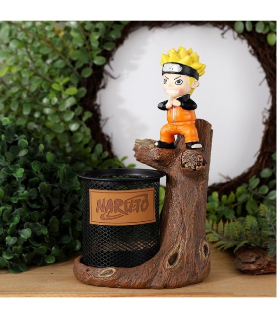 Anime Cartoon Desk Organizer - Resin Pen Holder with Metal Mesh Cup