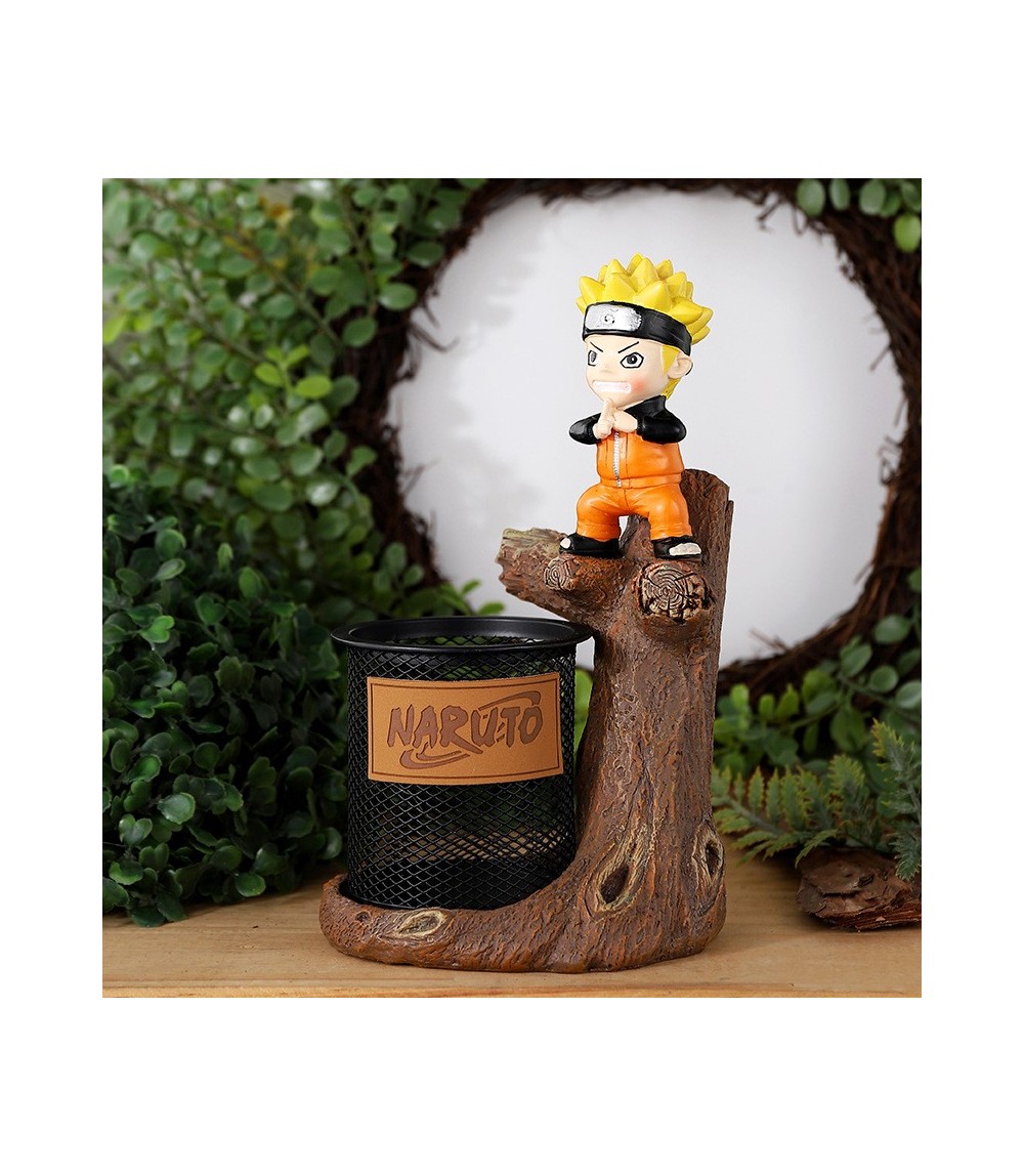 Anime Cartoon Desk Organizer - Resin Pen Holder with Metal Mesh Cup