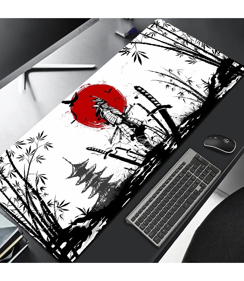White Samurai Warrior Gaming Mouse Pad 300 × 700 mm - Japanese Anime Desk Mat for PC & Keyboard